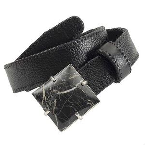 Black Onyx square Leather Belt,S,M & L